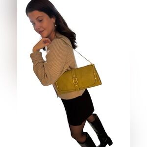 Calvin Klein Olive Green Shoulder bag/Faux Leather Vintage style with goldtoneHW